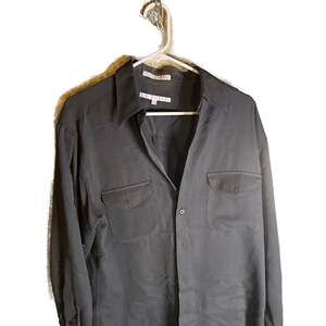 Vintage Perry Ellis Black Long Sleeve Button Down Double Pocket Shirt